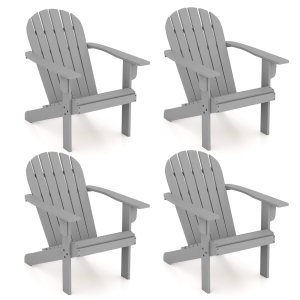Gymax 4PCS Patio Adirondack Chair w/ Inclined Seat High Backrest & Wide Armrests