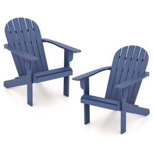 Gymax 2PCS Patio Adirondack Chair w/ Inclined Seat High Backrest & Wide Armrests