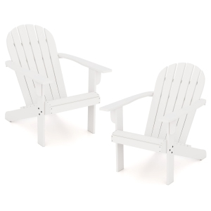Gymax 2PCS Patio Adirondack Chair w/ Inclined Seat High Backrest & Wide Armrests