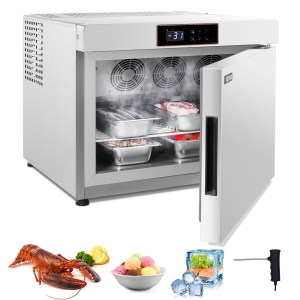 VEVOR 32 L/1.1 Cu.ft Commercial Blast Freezer, Blast Chiller with 4 1/3 Trays, Blast Chiller Freezer Chest with Cooling & Freezing Modes, Stainless Steel Food Blast Freezer