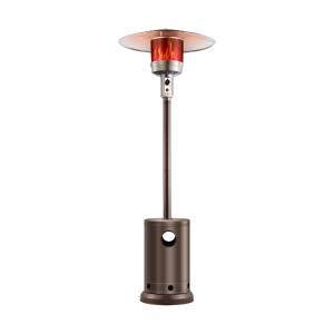 VEVOR 50000BTU Patio Heater for Outdoor Use, Propane Heater Tall Hammered With Round Table Design, Metal Burner and Wheels, Fixed Outdoor Patio Flame Heater for Patio, Bronze