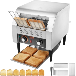 VEVOR Commercial Conveyor Toaster, 300 Slices/Hour Conveyor Belt Toaster, Heavy Duty Stainless Steel Commercial Toaster Oven, Electric Restaurant Commercial Toaster for Toast Bun