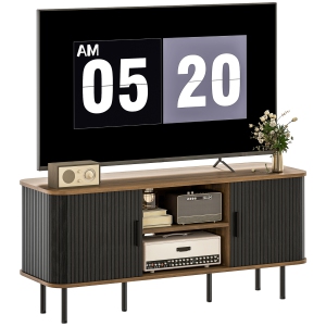 HOMCOM TV Table Stand for TVs up to 55 Inches, TV stand with Storage Shelves and Cabinets for Living Room, Black