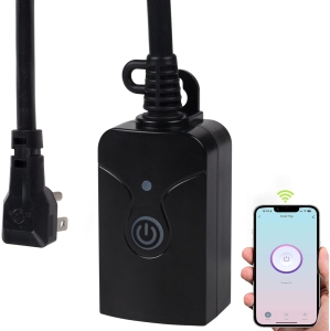 HBN Outdoor Smart WiFi Plug: 1 Grounded Outlet + WiFi Timer, APP Remote, Compatible with Alexa/Google Home, 2.4GHz Only, ETL Listed, Black