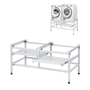 VEVOR 48.5x25-Inch Washing Machine Stand, Washer Laundry Pedestal, 590LBS Load Capacity Washer And Dryer Pedestal Base with Double Trays, 4 Adjustable Feet