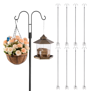 VEVOR 8 Pack Double Shepherds Hooks for Outdoor, 108 Inch Heavy Duty Bird Feeder Pole,3/4 Inch Thick Garden Hooks for Hanging Hummingbird Feeder, Plant Baskets,Solar Light Lanterns