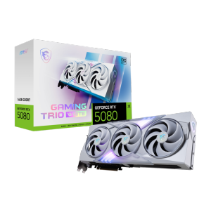 MSI GeForce RTX 5080 16G Gaming Trio OC White Graphics Card (16GB GDDR7, 256-bit, Extreme Clock 2715 MHz, DisplayPort x 3 2.1a, HDMI 2.1b, NVIDIA Blackwell Architecture)