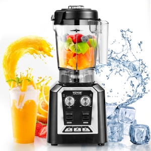 VEVOR 68 oz Professional Blender, Commercial Countertop Blenders, Plastic Jar Blender Combo, Stainless Steel 3 Functions Blender, for Frozen Drinks, Shakes, and Crush Ice, Black