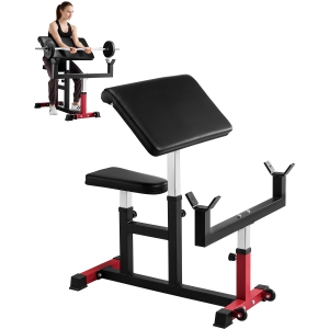 VEVOR 440 LBS Preacher Curl Bench, Strength Training Biceps Machine, Home Gym Equipment, Seated Arm Isolated Barbell Dumbbell Bicep Station, Adjustable Weight Benches for Home Gym