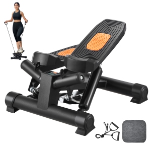 VEVOR 330LBS Stair Stepper, Mini Stepper for Exercise at Home, Hydraulic Fitness Twist Stepper with Resistance Bands, Full Body Workout Cardio Equipment, Stair Climber with LCD