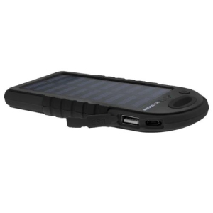 Xtreme 5000mAH External Black Solar Panel Battery Bank, Weatherproof, Dual USB Port