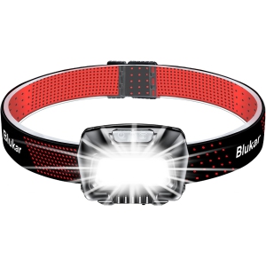 Headlamp Rechargeable, 2000L Super Bright LED Head Lamp Headlight with Red Warning Lights and 6 Modes, Motion Sensor Control, IPX5 Waterproof, Lightweight Flashlight for Running, H