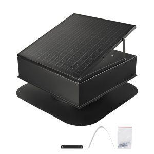 VEVOR 35W Roof Attic Exhaust Fan, Smart Solar Roof Ventilation Fan with Thermostat, 2400 CFM Airflow Built-in Brushless DC Motor for Cooling and Dehumidification