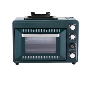 VEVOR 2-in-1 Outdoor Oven, Portable Gas Camping Stove Oven Combo, Adjustable Fire, 60-Minute Timer, Windproof, with Grill Shelf and Roasting Tray, for Camping Gear Backyard Picnic
