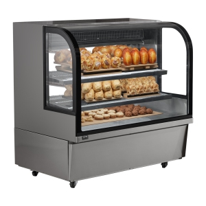 VEVOR 18 Cu.Ft./505L Refrigerated Display Case, Large Pastry Display Case, 2-Tier Commercial Display Refrigerator with LED Lighting, Downdraft Cooling, Movable with Casters