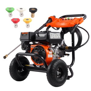 VEVOR 3500 PSI 2.6 GPM Gas Pressure Washer, Gas Powered Pressure Washer with Aluminum Pump, Spray Gun and Extension Wand, 5 Nozzle Set, for Cars, Fences, Homes, Driveways