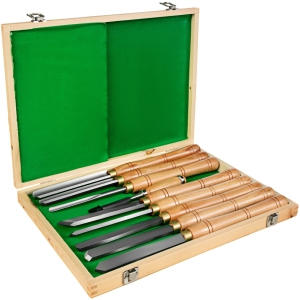 VEVOR 8 Piece Lathe Chisel Wood Lathe Chisel Cutting Carving HSS Steel Blades Wood Turning Tools Lathe Chisel Set Wooden Case for Storage for Wood Turning Hardwood One Free Chisel