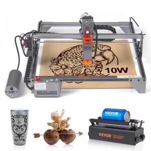 VEVOR 10W Laser Engraver, Output Laser Engraving Machine, 15.7" x 15.7" Large Working Area, 10000mm/min Movement Speed, Compressed Spot with Rotary Roller, Laser Cutter for Wood