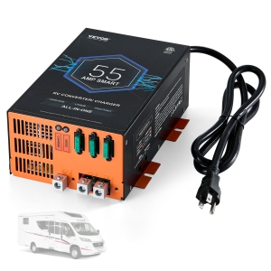 VEVOR 55 Amp RV Converter, 110V AC to 12V DC RV Power Converter Battery Charger with 4 Stage Smart Charging 13V to 16.5V , Compatible with Lithium Lead Acid Battery, ETL