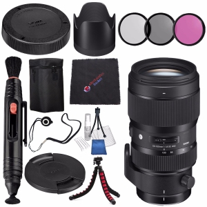 Sigma 50-100mm f/1.8 DC HSM Art Lens for Nikon F #693955 + 82mm 3 Piece Filter Kit + Lens Pen Cleaner + Microfiber Cleaning Cloth + Flexible Tripod Bundle (International Model No W