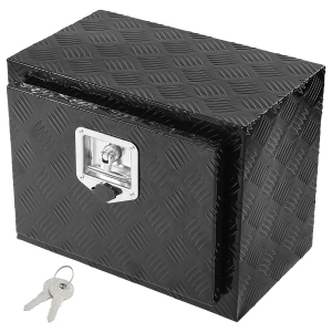 VEVOR 18" x 12" x 14" Underbody Truck Box, Pickup Storage Box, Aluminum Diamond Plate Box with Lock and Keys, Waterproof Trailer Storage Box with T-Handle Latch for Truck, Trailer