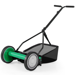 Gymax 14'' Manual Reel Mower w/ 5-Blade 6.6 Gallon Removable Grass Catcher for Garden