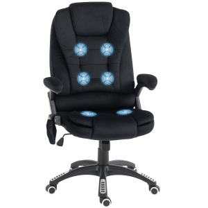 Vinsetto Massage Office Chair with 6-Point Vibration, Velvet Reclining Executive Office Chair with High Back, Swivel Wheels, Black
