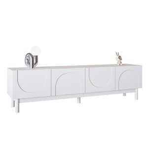 Wave Door TV Stand with Layers & Sturdy Legs