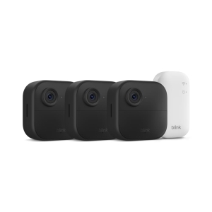 Blink Outdoor 4 (newest model) 3 camera system two-year battery life, 1080p HD day and infrared night live view, two-way talk, Sync Module Core includeded