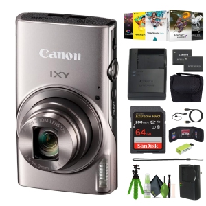 Canon Compact Camera IXY 650 12x Optical Zoom IXY650 Silver Bundle (International Version)
