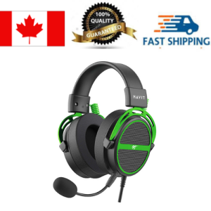 Havit H2030E 3.5mm Gaming headset 50mm drivers, Detachable Microphone, Cross-platform Compatibility_Black+Green