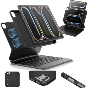 ESR iPad Pro 13 Inch Case with Keyboard (M4, 2024), Keyboard Case with Easy-Set Magnetic Stand, Portrait/Raised Modes Keyboard, Removable Case, Rebound 360 Series, Black - Open Box