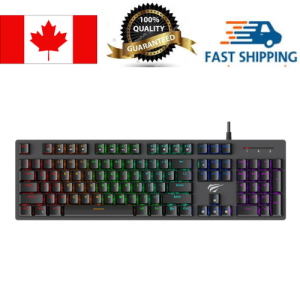 Havit KB858L Wired RGB Professional Mechanical Blue switch, Adjustable Backlit style, All-metal plate 104 keys gaming Keyboard_Black