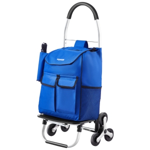 VEVOR 36L Stair Climber Trolley Dolly, Folding Shopping Cart, Grocery Cart Trolley Laundry Stair Climbing Handcart with 6 Wheels & Oxford Cloth Bag, for Shopping/Grocery/Laundry