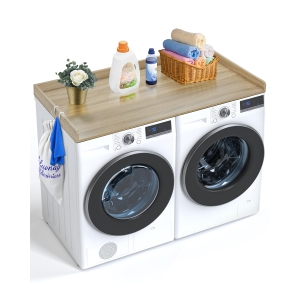 VEVOR 54" x 27" Washer Dryer Countertop, Wooden Washer and Dryer Countertop, Water-Resistant Laundry Machine Topper Cover with Anti-Slip Pads, for Laundry Room Organization, Oak