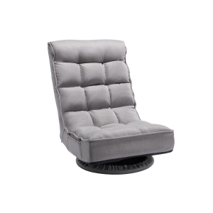 VEVOR 360-Degree Swivel Floor Gaming Chair, Rotating Floor Chair with 4 Adjustable Position Folding Backrest and Lumbar Support, Folding Video Reclining Sofa for Watching TV, Gray