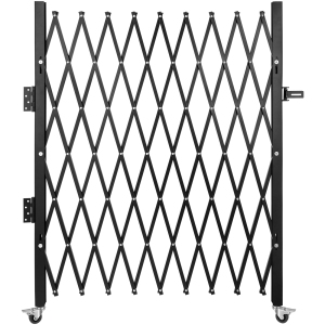 VEVOR 74"W x 51.57"H Single Folding Security Gate, Steel Accordion Security Gate, Flexible Expanding Security Gate, 360° Rolling Barricade Gate, Scissor Gate or Door with Padlock