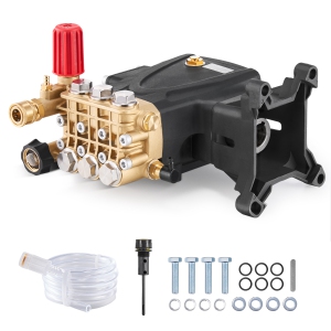 VEVOR 4000 PSI, 4.0GPM, Pressure Washer Pump,1" Shaft Horizontal Triplex Plunger,Replacement Power Washer Pumps Kit with Hardware,Compatible with Simpson MorFlex 40224,Santoprene
