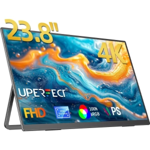 UPERFECT 23.8 4K Moniteur portable - UHD 3840*2160, 100 % RGB IPS, Présidents, USB-C/HDMI, 180° Support réglable pour ordinateurs portables, consoles & Plus