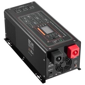 VEVOR 3000 Watt Pure Sine Wave Inverter Charger, DC 24V to AC 120V Power Inverter with LCD Display, Remote Control, Solar Inverter for Off-Grid Solar RV Boat Home