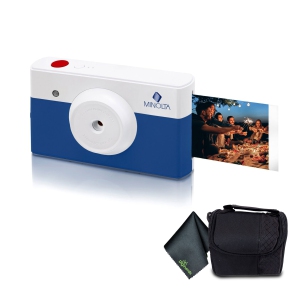 Minolta Instapix Print Camera with Printer (Blue), Camera Bag, Diginerds Microfiber Cleaning Cloth, Bundle