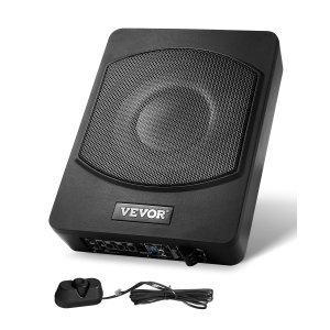 VEVOR 10" 240W Underseat Car Subwoofer, Slim Powered Car Subwoofers Under the Seat, Low Profile Audio Sub Built-in Amplifier, High/Low Level Input & Volume Controller for SUVs
