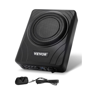 VEVOR 8" 300W Underseat Car Subwoofer, Slim Powered Car Subwoofers Under the Seat, Low Profile Audio Sub Built-in Amplifier, High/Low Level Input & Volume Controller for SUVs