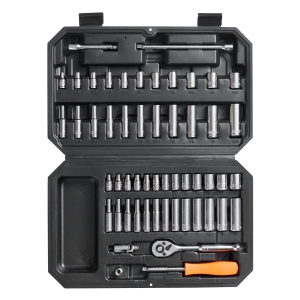 VEVOR 1/4 Inch Socket Set, Drive Socket and Ratchet Set, 6-Point Socket Opening, 54 Pieces Tool Set SAE and Metric, Deep and Standard Sockets, 5/32-9/16 in, 4-14 mm