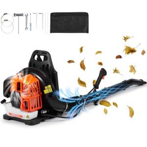 VEVOR 52CC 2-Cycle Backpack Leaf Blower, Gas Leaf Blower with 1.37L Fuel Tank, 480CFM Air Volume 175MPH Speed, Ideal for Lawn Care, Leaf Cleaning, and Snow Removal