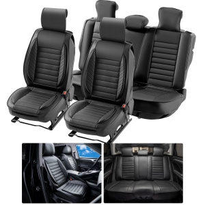 VEVOR 9pcs Seat Covers, Universal Car Seat Covers, Front and Rear Seat, Faux Leather Cover, Semi-enclosed Design, Detachable Headrest and Airbag Compatible, for Most Car SUV Truck