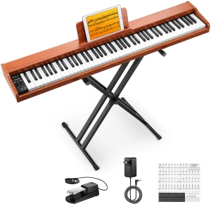 Donner DEP-1S 88 Key Velocity-Sensitive Digital Piano With Stand Wooden Style Keyboard