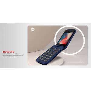 Maxwest Vice 4G Flip Phone 128MB LTE VoLTE Dual Nano Sim GSM Unlocked Dark Blue