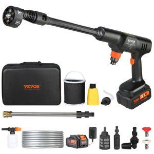 VEVOR 652-PSI 1GPM Cordless Pressure Washer, Portable Power Cleaner, High-Pressure Car Washer Gun with 4Ah Battery, Charger, 6-in-1 Nozzle, for Home/Floor Cleaning & Watering