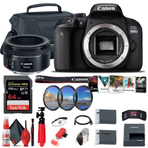 Canon EOS Rebel 800D / T7i DSLR Camera + Canon EF 50mm Lens + 64GB + More